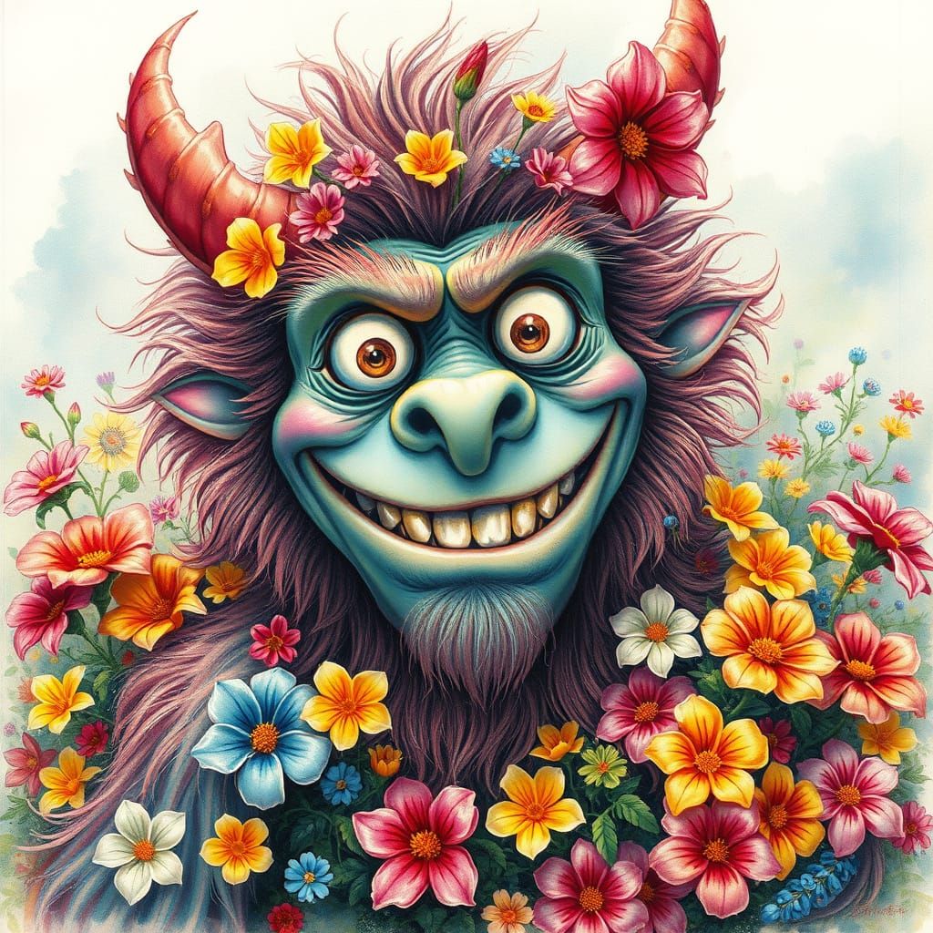 Surreal Friendly Monster in Hyper-Realistic Art Style