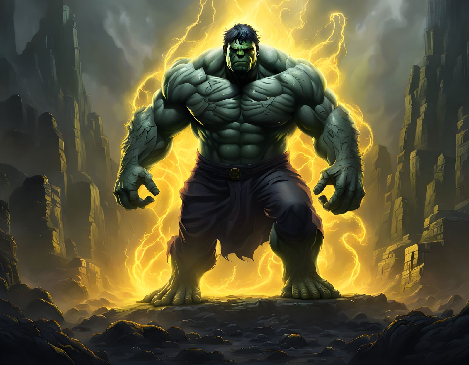 Gray Hulk in Eldritch Fantasy Art Style