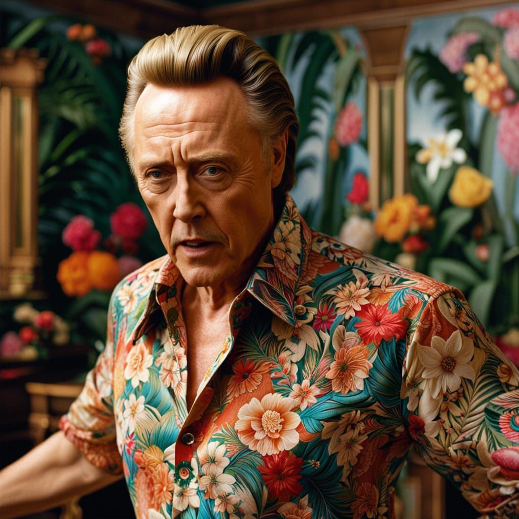 Christopher Walken Dances in Hotel Hall, Hyperrealistic