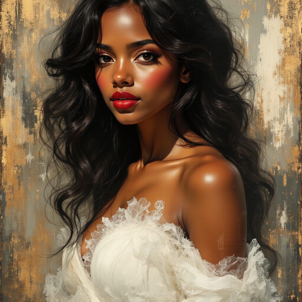 Elegant African Goddess Portrait in Oil Painting Style