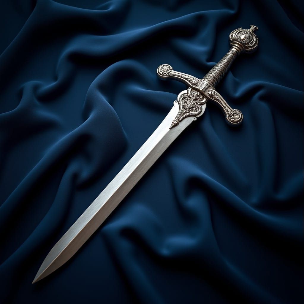 Elegant 19th-Century Style Arming Sword with Intricate Detai...