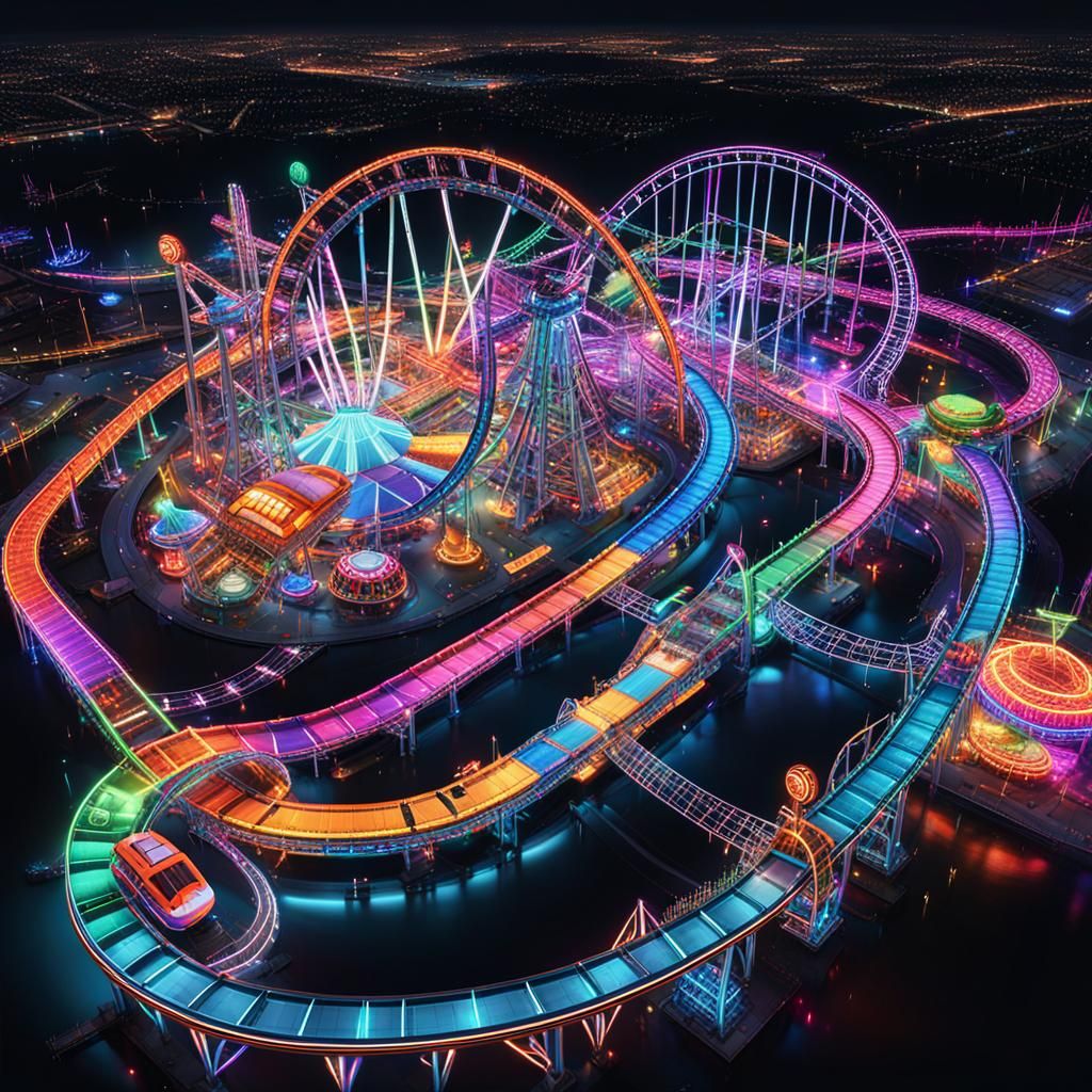 Cosmic Rollercoaster: A Neon Space Carnival