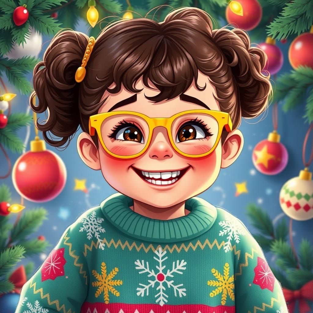 Joyful Girl in Festive Wonderland