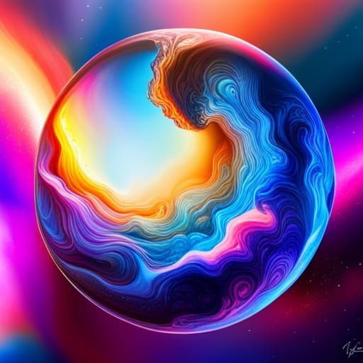 Square Bubble Shimmers in Galaxy: Hyperrealistic Splash Art