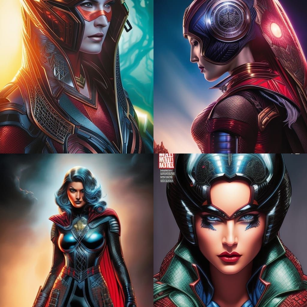 Woman with Superhero Headpiece in Comic Book Style