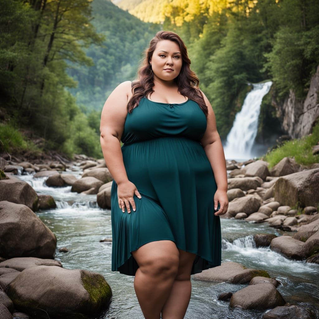Beautiful Plus-Sized Woman in Nature