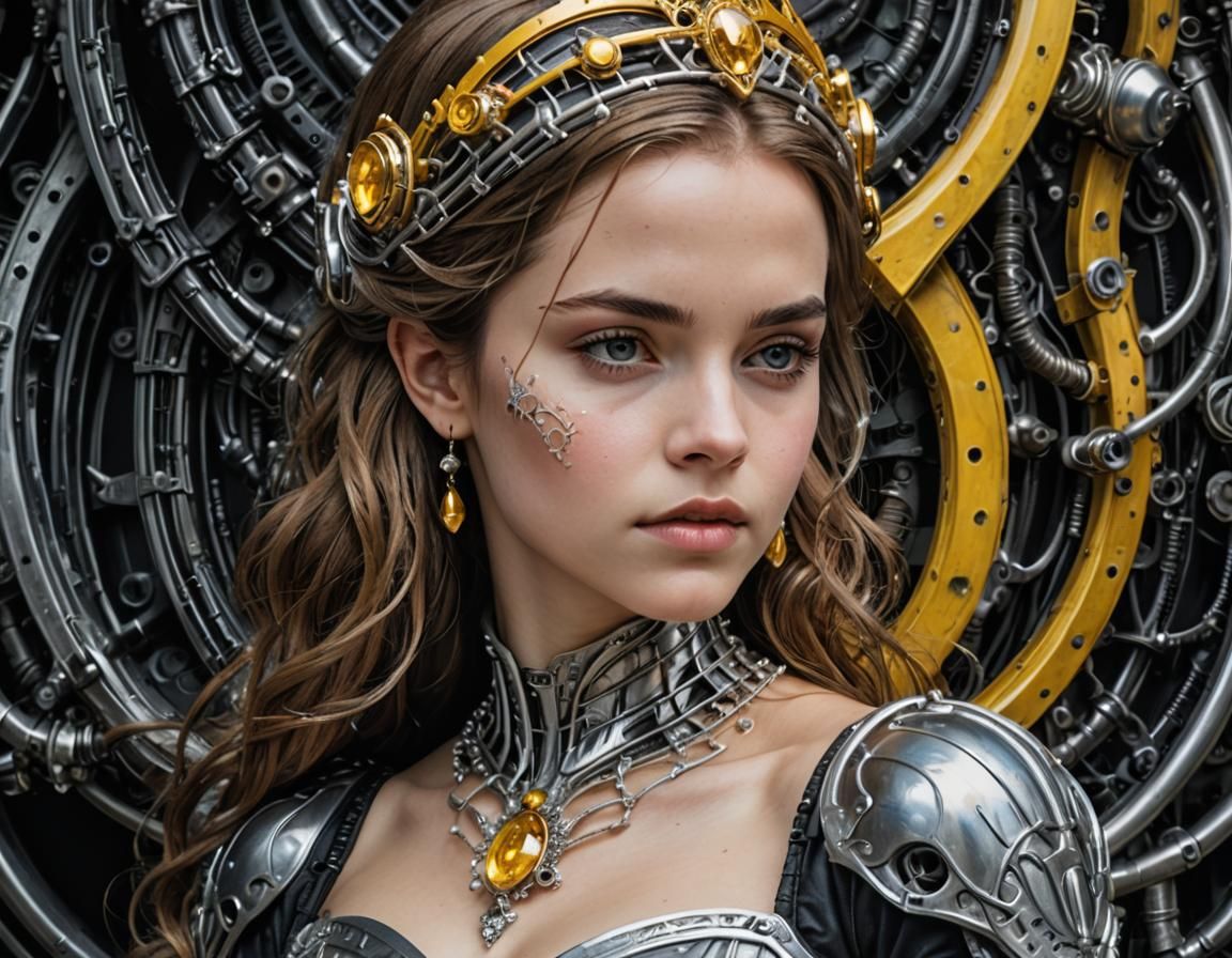 Bella as Biomechanical Warrior in Giger Style