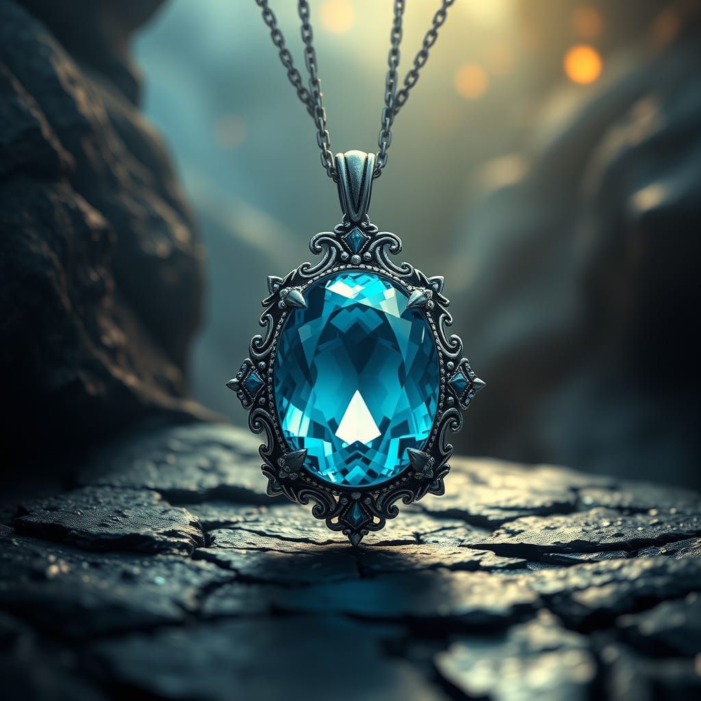 Blue Topaz Pendant in a Digital Art Style