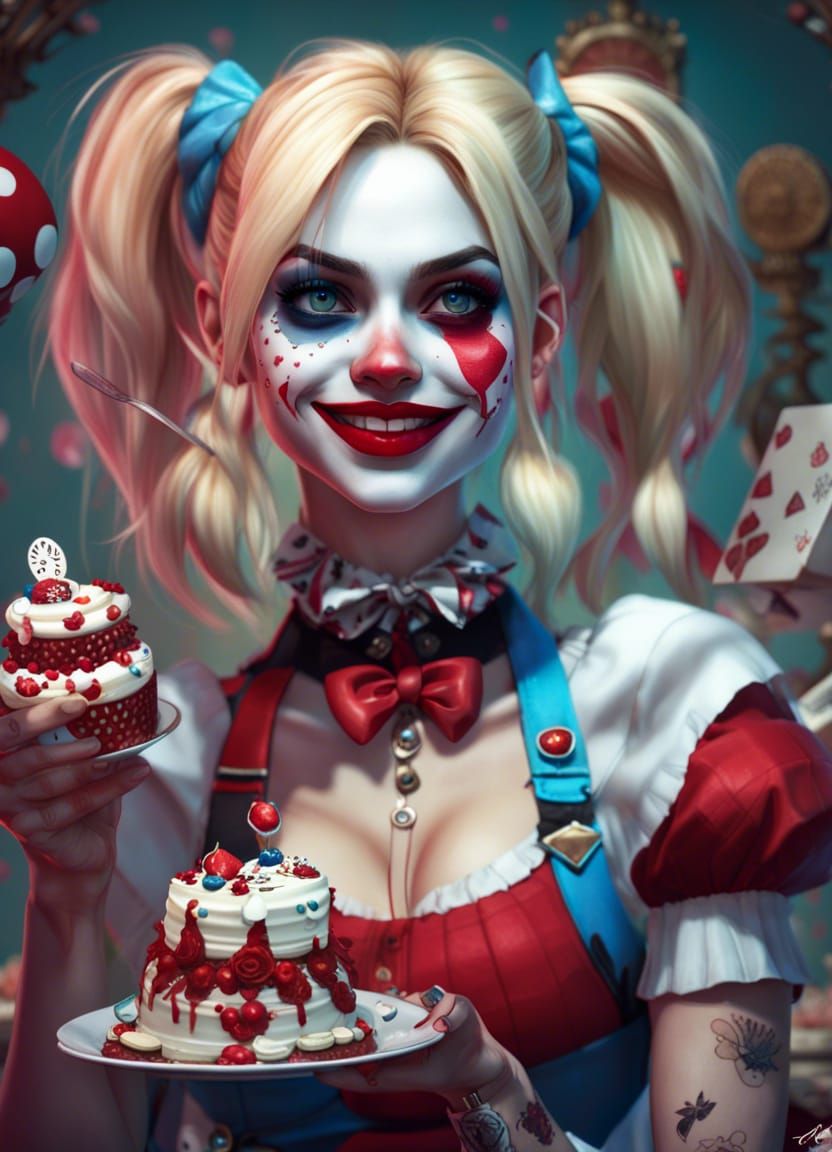 Harley Quinn in Wonderland, Anime Digital Art
