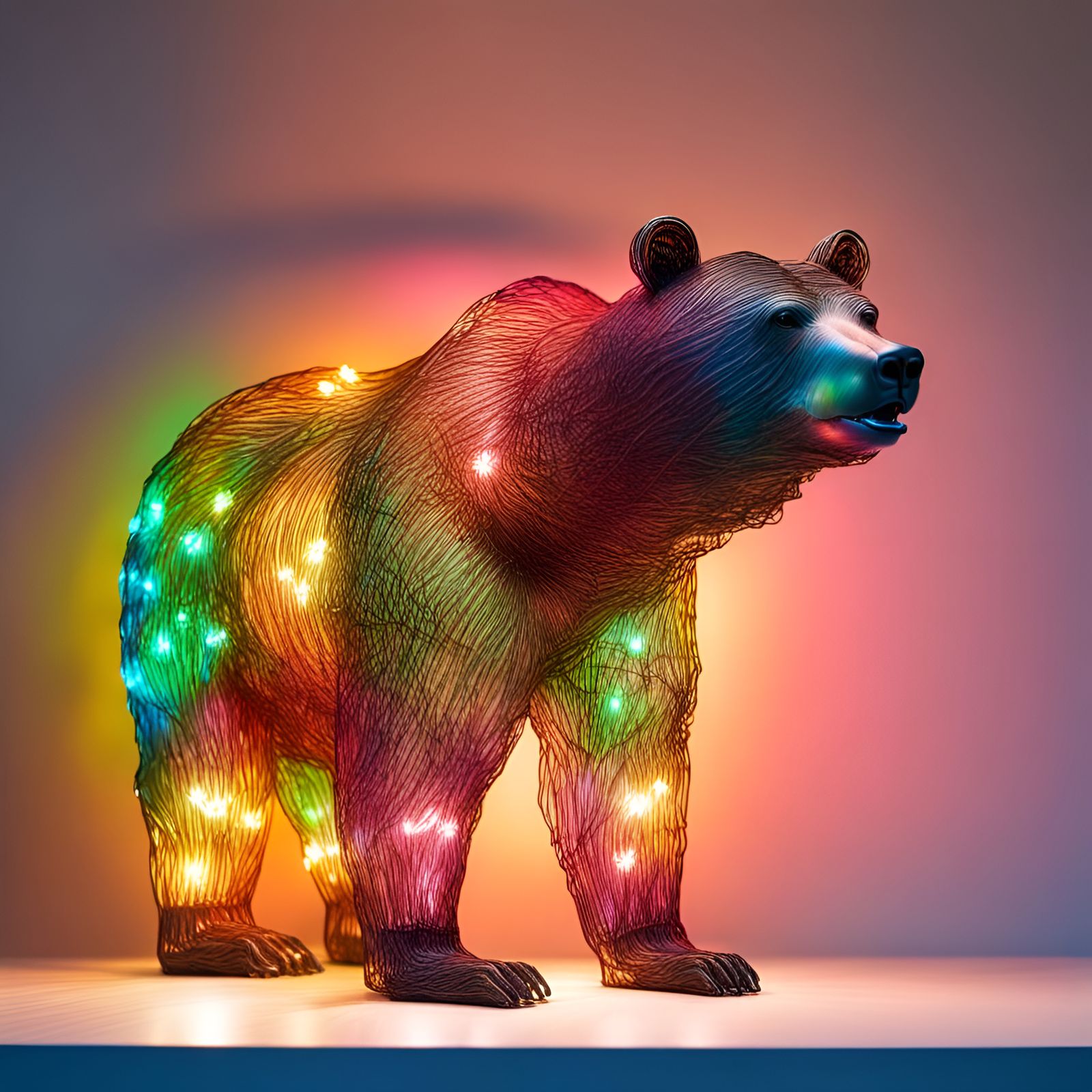 Grizzly Bear Northern Lights Sculpture