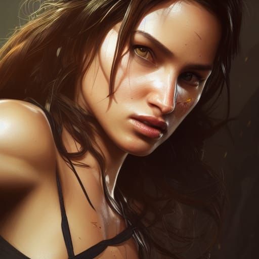 Lara Croft Hyperrealistic Portrait in 8k Resolution