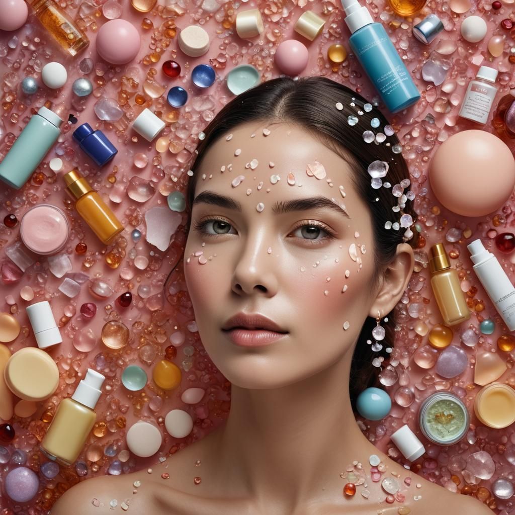 Skincare Product Photography in Digital Art Style