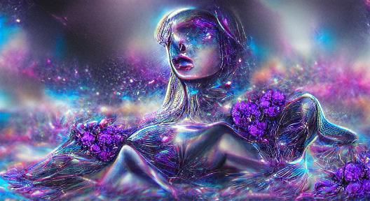 Holographic Violet Flower in Cosmic Astral Illustration