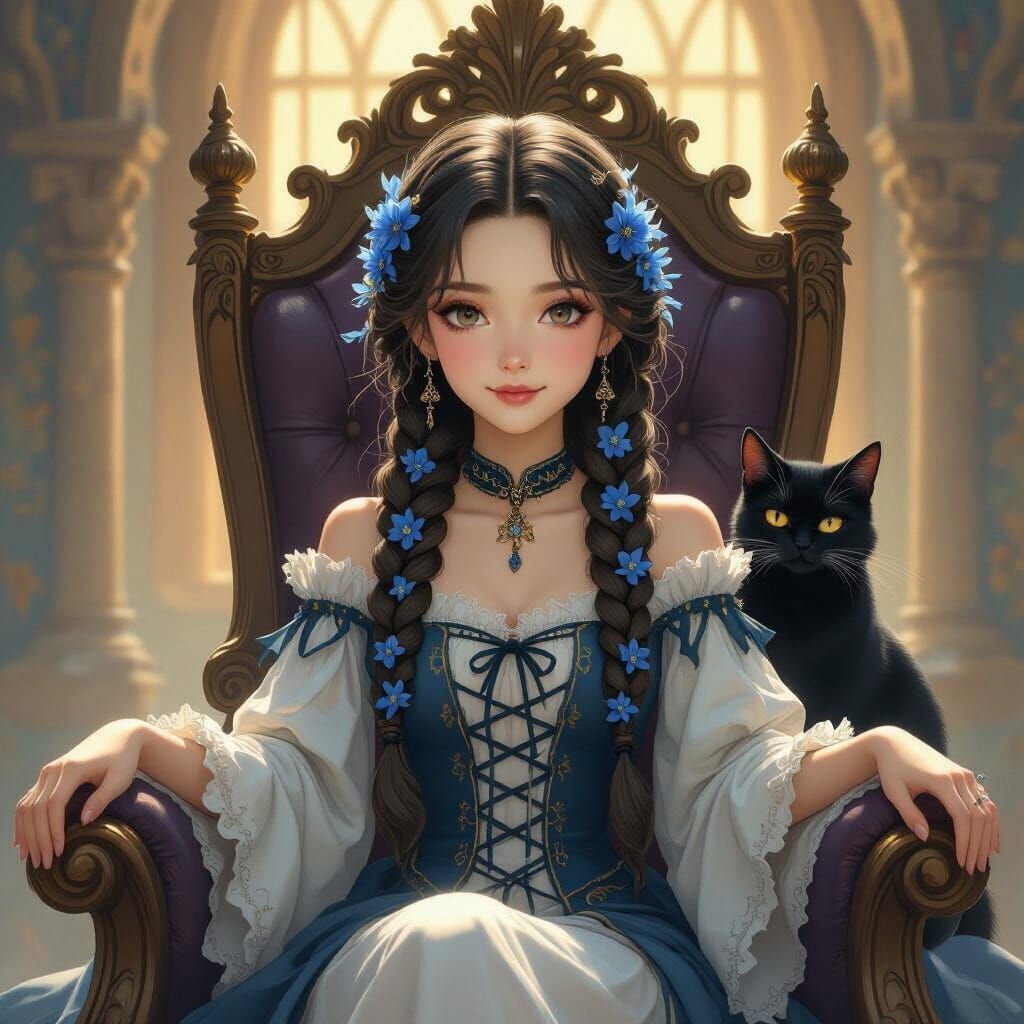 Enchanting Witch in Castle, Fantasy Art Style