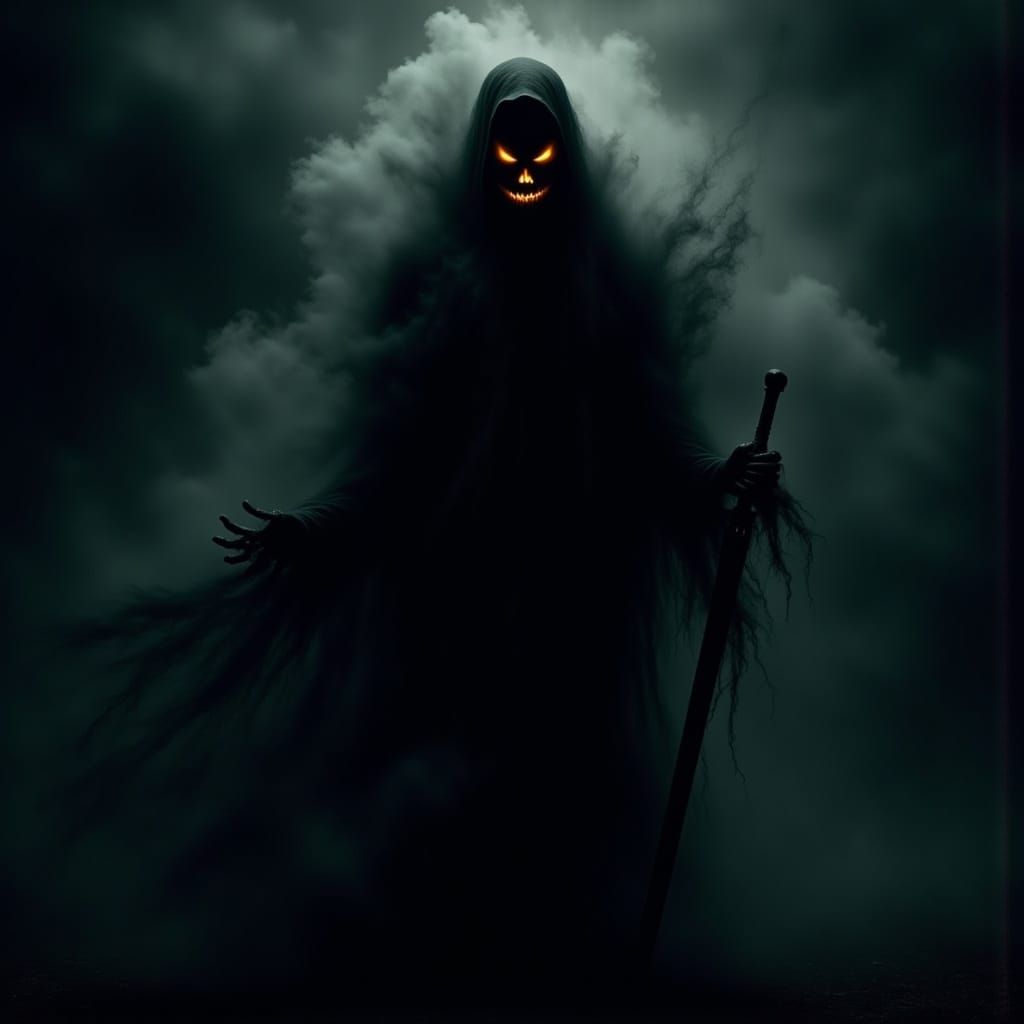 Shadow-Walker Fire-Wielder Materializing in the Darkness