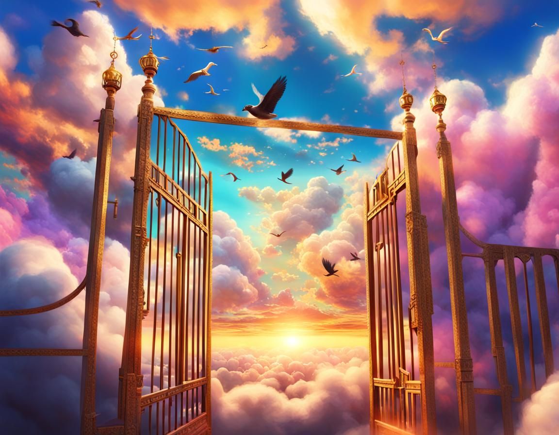 Gate Floating Among Clouds: Fantasy Concept Art