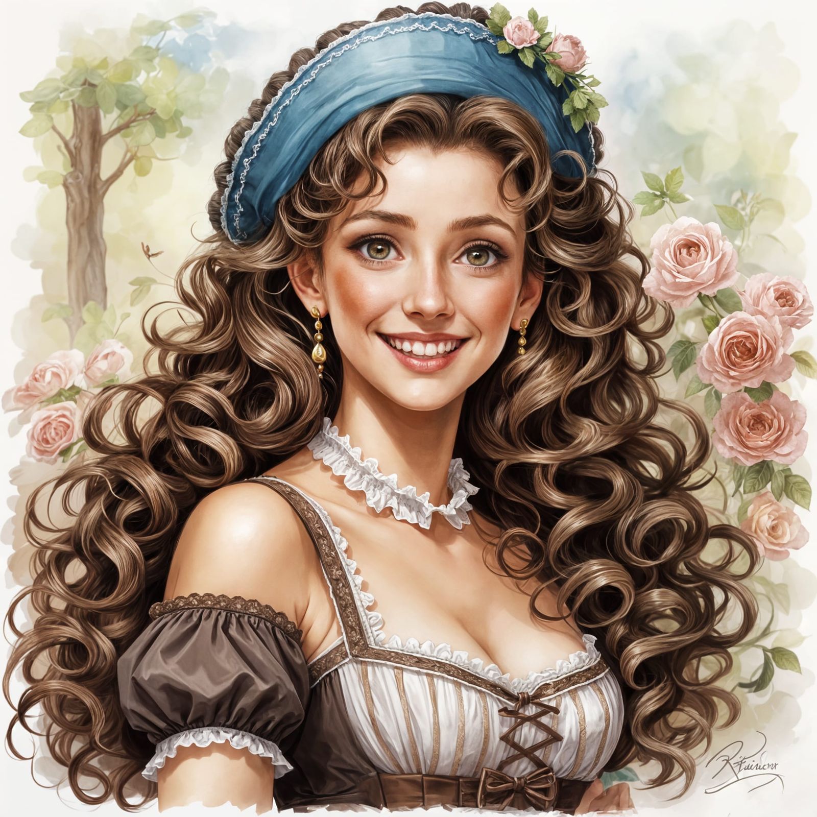 Happy French Lady-in-Waiting Portrait, 1860