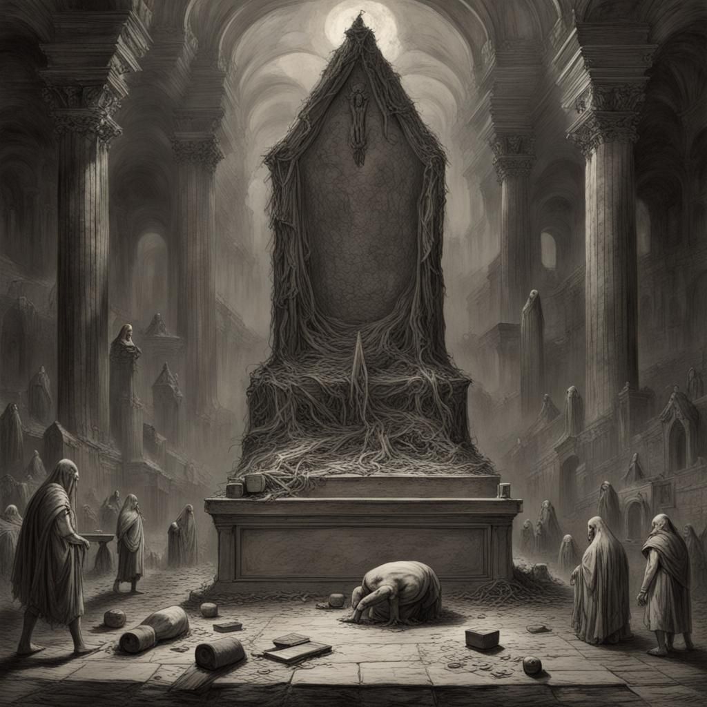 Ancient Eldritch Sacrificial Altar in Horror Style