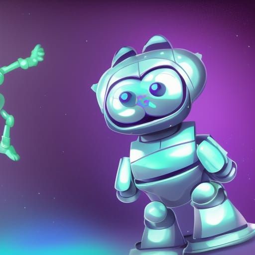 Happy Monster and Robot in Hyperrealistic Style