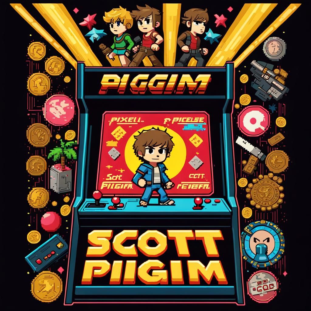 Scott Pilgrim Retro Arcade Sign in 8-Bit Style