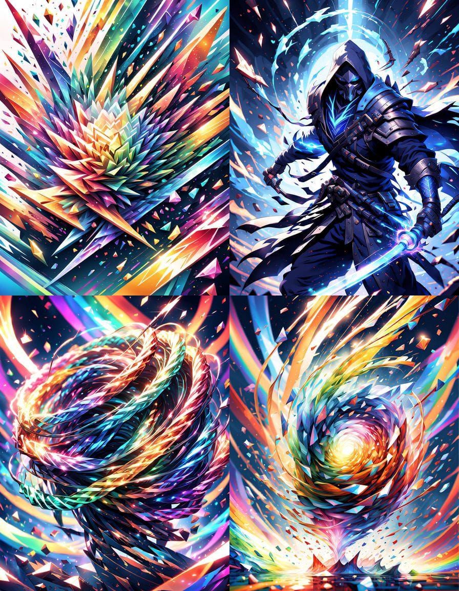 Prism Shard Whip in Dynamic Anime Style