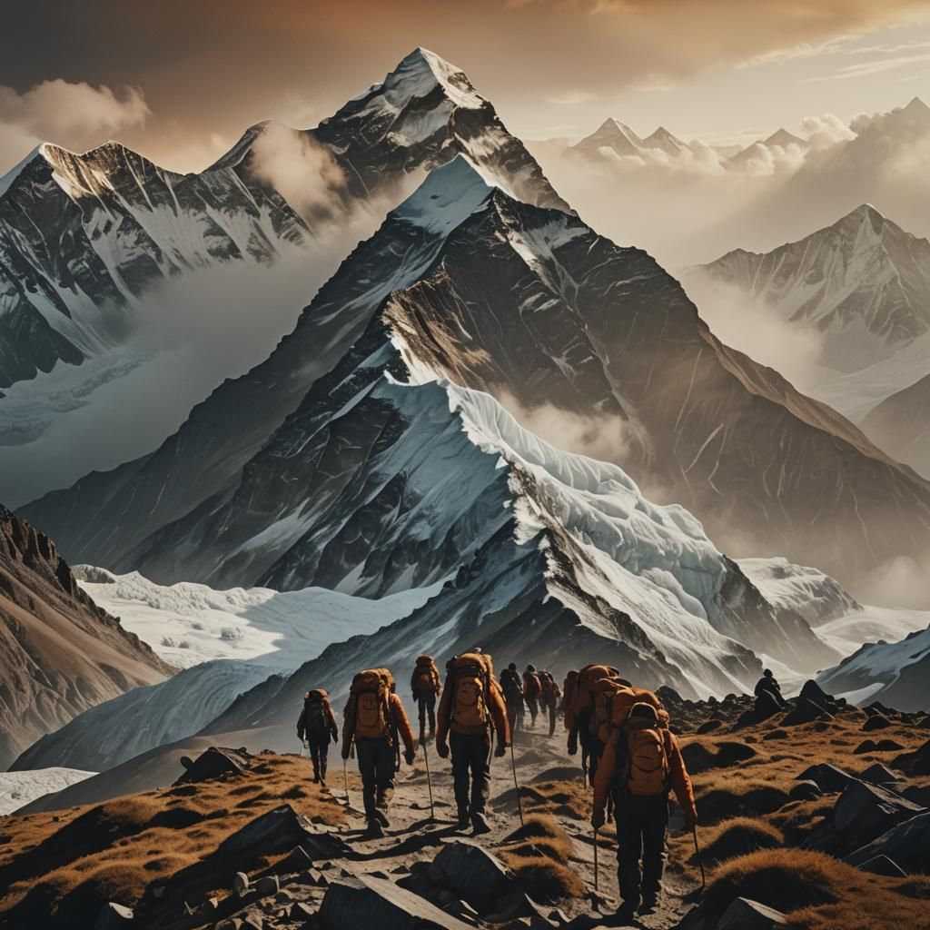 Hikers on Everest: An Epic Cinematic Ascent