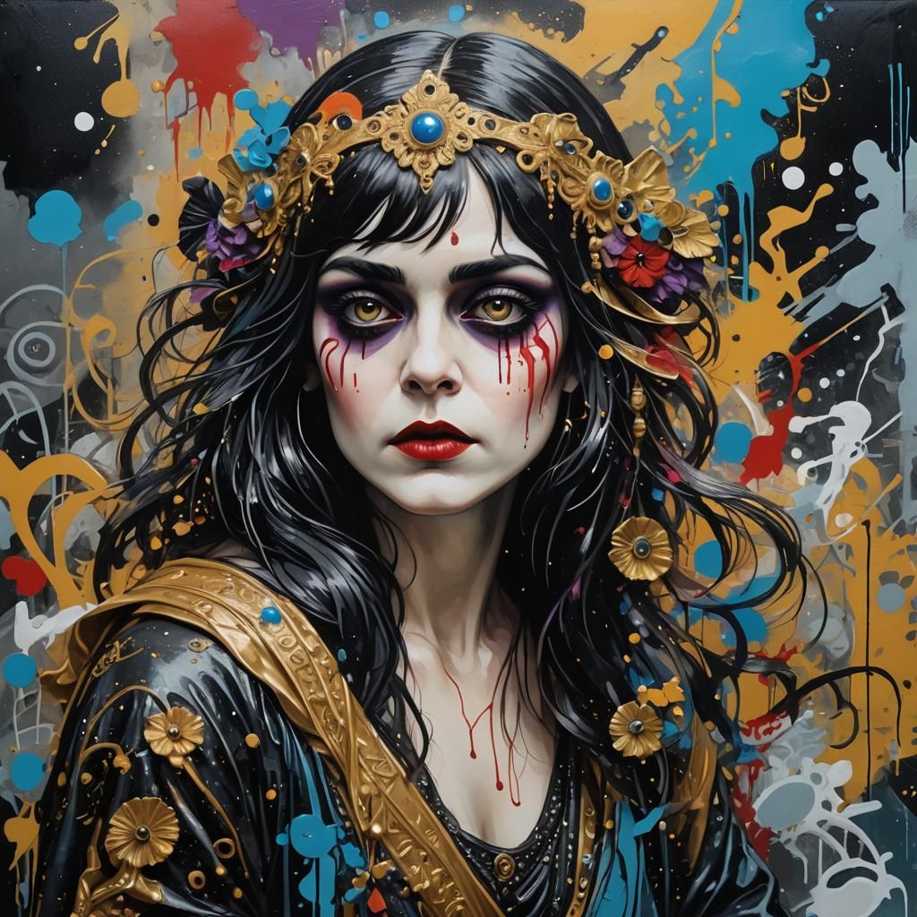 Theda Bara in Graffiti Street Art Style