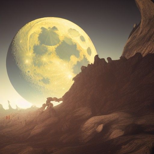 Smiling evil moon crashing to Earth Caspar David Friedrich 8K resolution DSLR dynamic lighting telephoto lens tilt-shift...