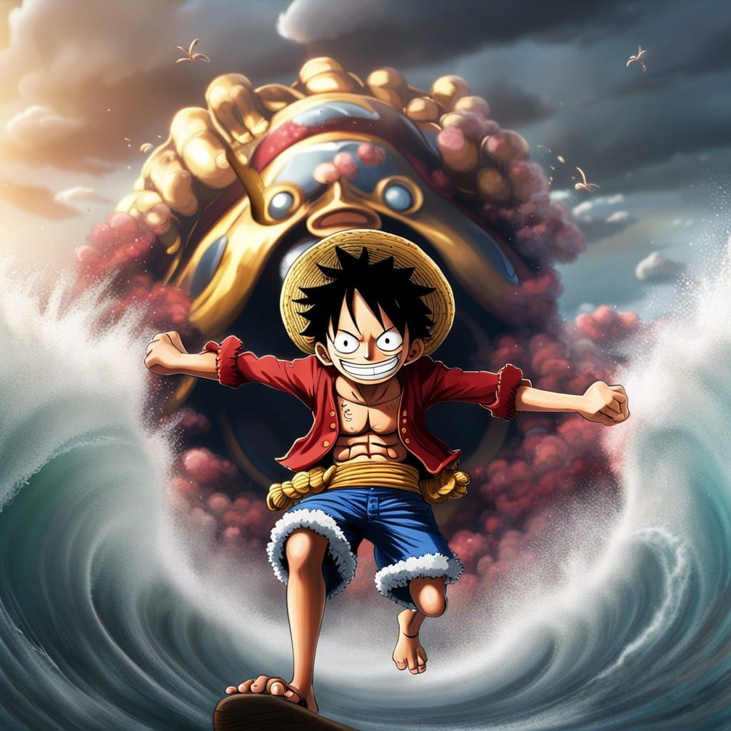 Luffy Gear 5 Surfing into Battle: Digital Matte Painting