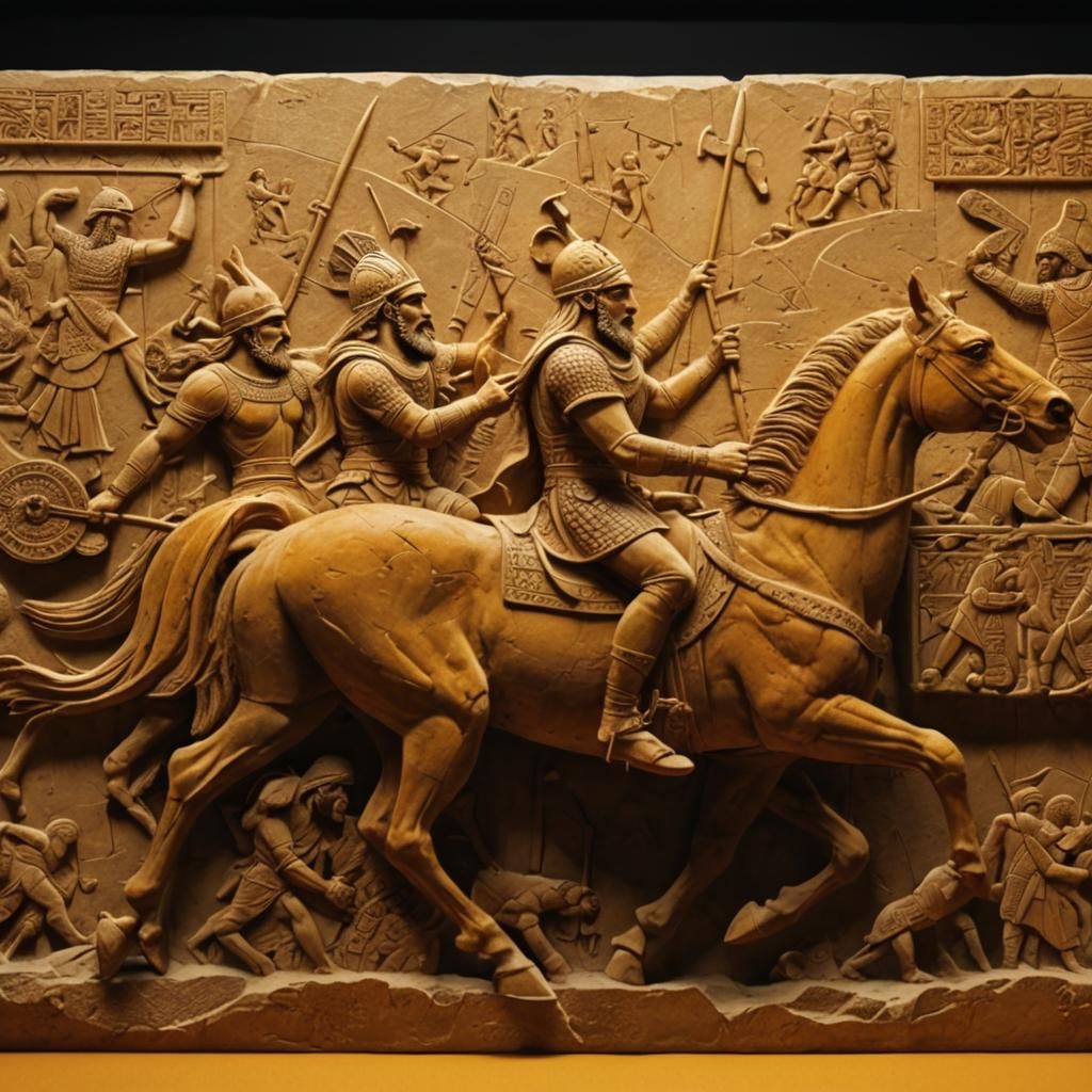 Babylonian Battle Scene as Stone Carving