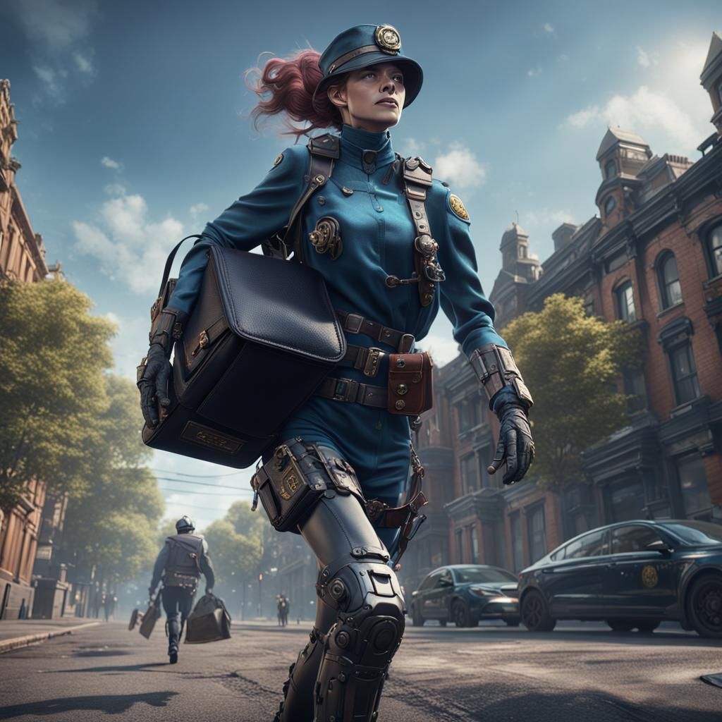 Victorian Cyborg Escape in Detailed Matte Painting