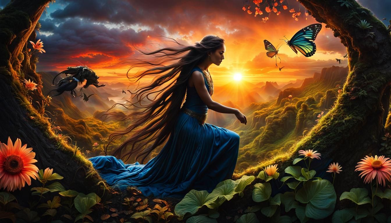 Mystical Creatures Collage at Sunset