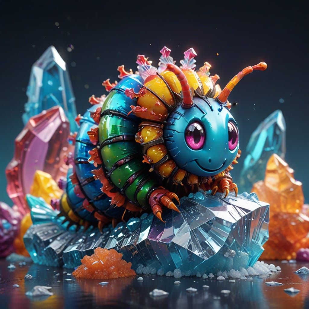 Vibrant Candy Caterpillar in Whimsical Digital Art Style