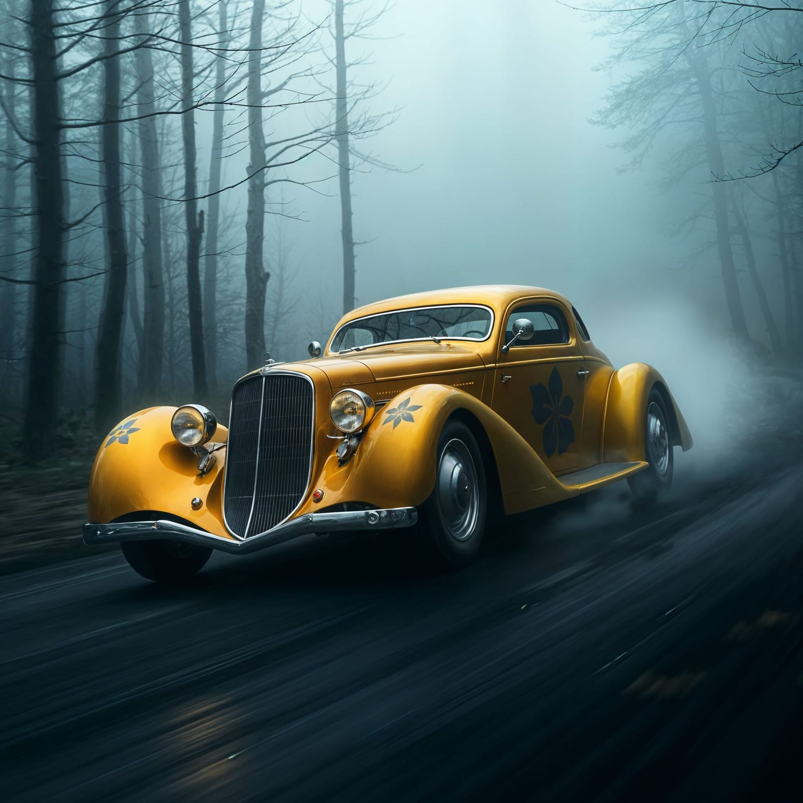 Ed Roth Custom 1930s Coupe in Foggy Forest