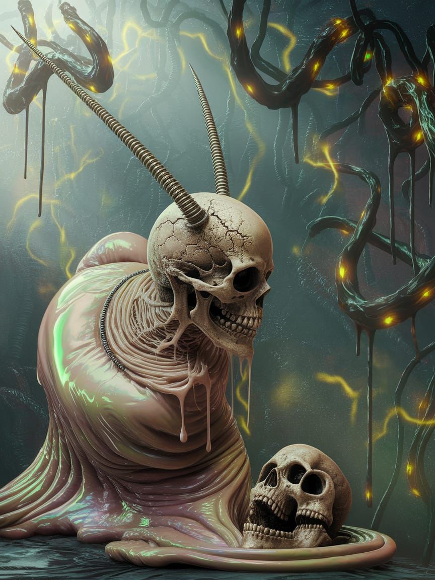 Cyberpunk Abomination in Biomechanical Dreamscape