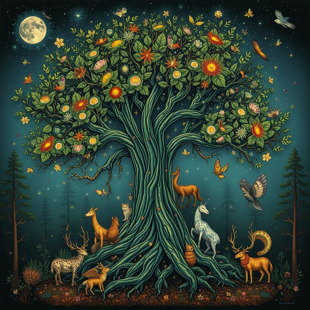 Ancient Tree of Whimsy in Iridescent Glory