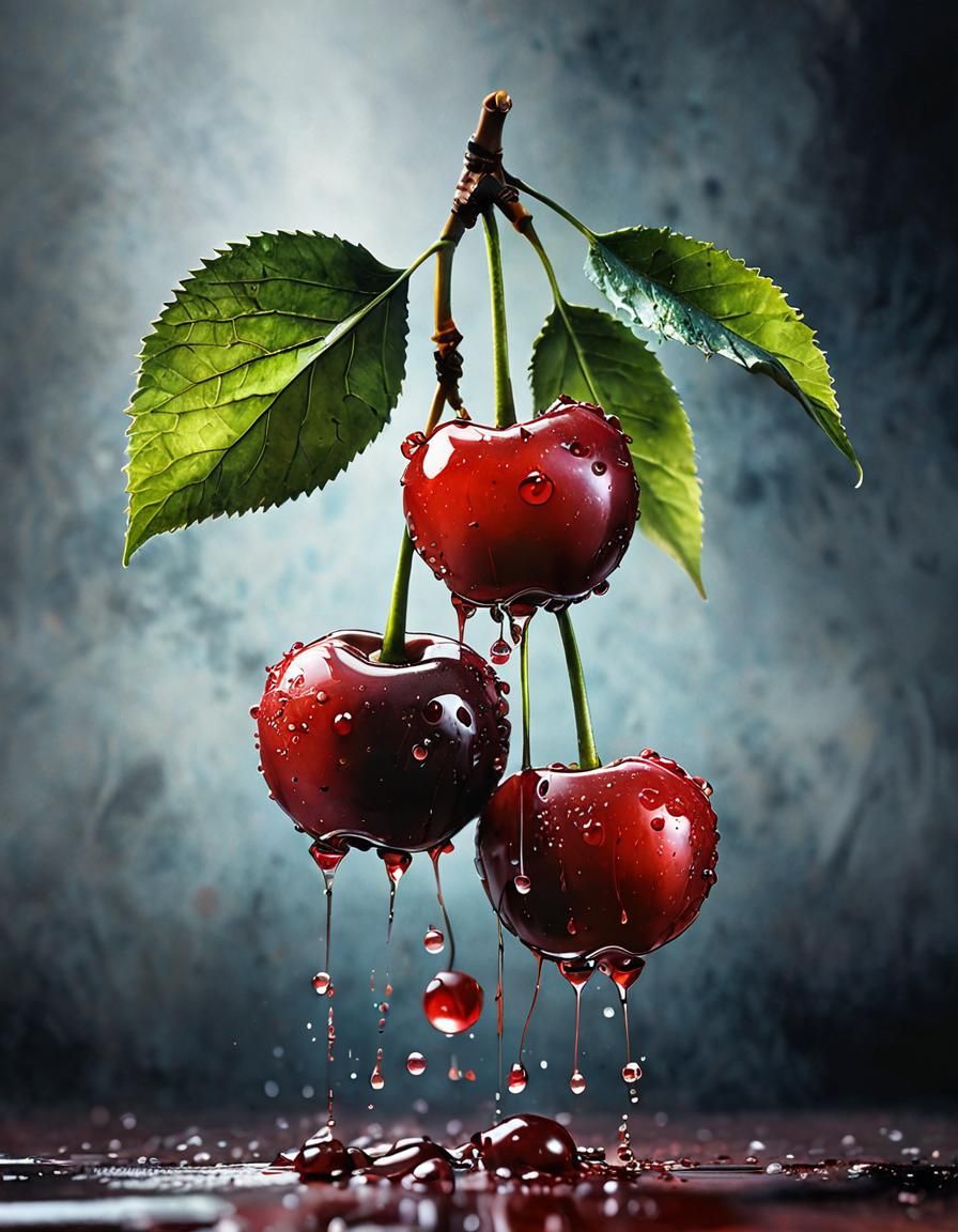 Vibrant Cherries in Watercolour Painting