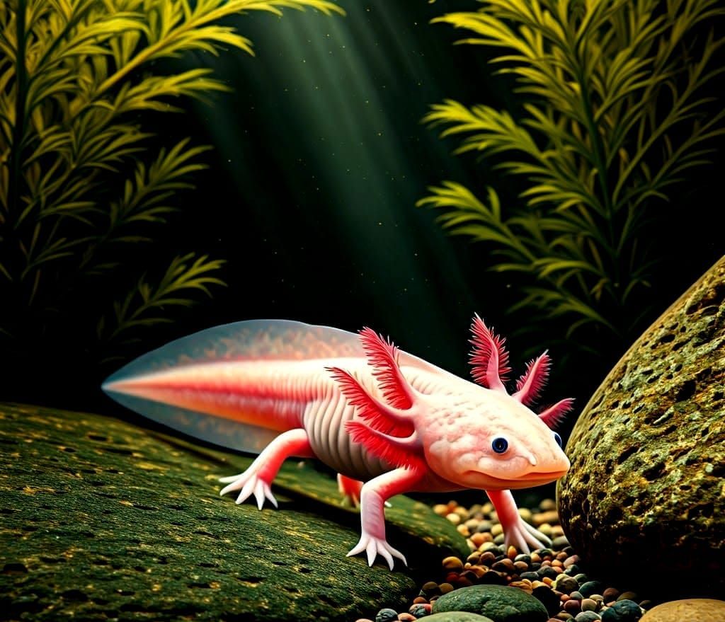 Adorable Pink Axolotl in Photorealistic Detail