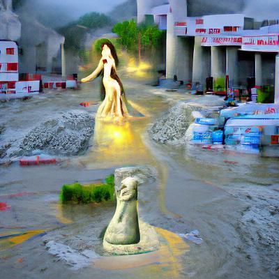World Sinking into Concrete: A Surreal Vision