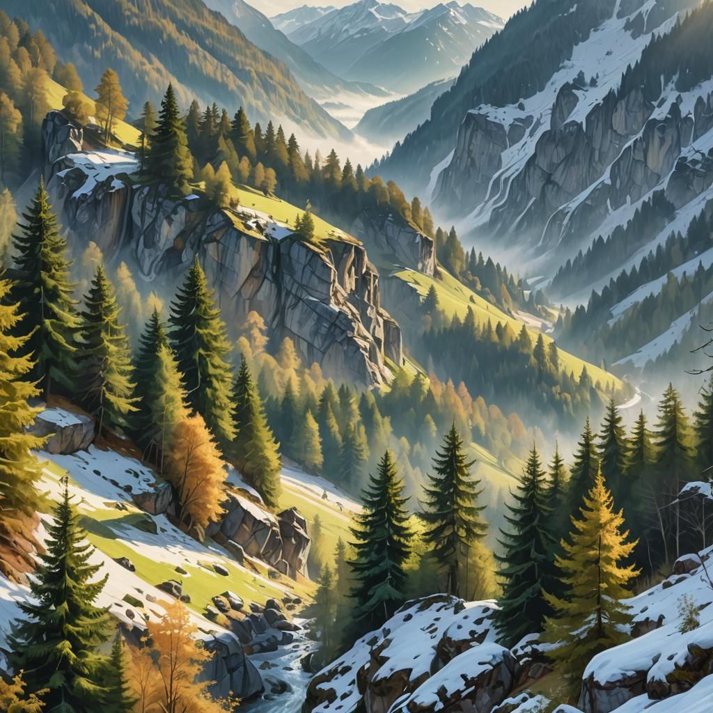 Idyllic Winter Landscape in the Swabian Alps