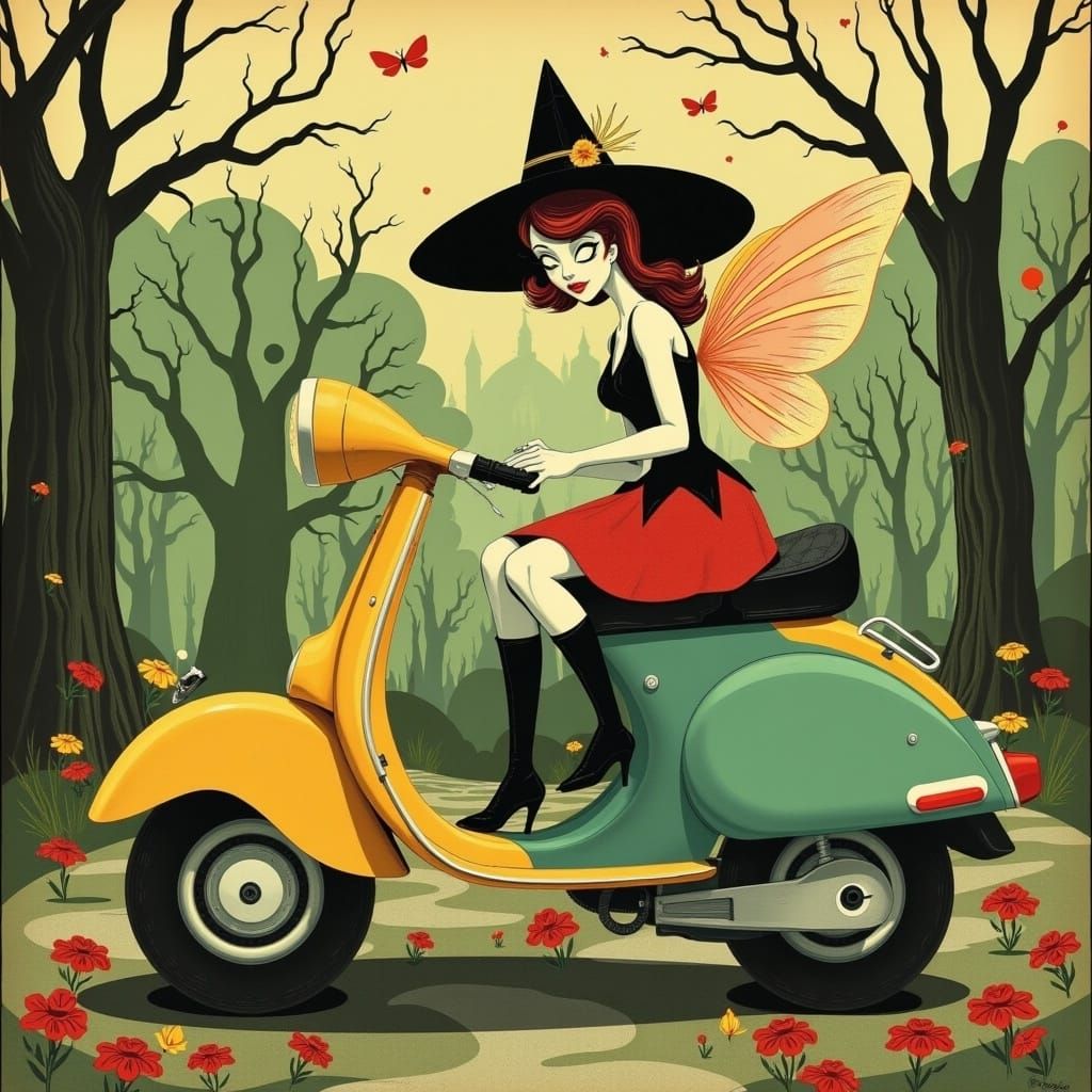 Fairies on Scooters Casting Spells in Mod Style