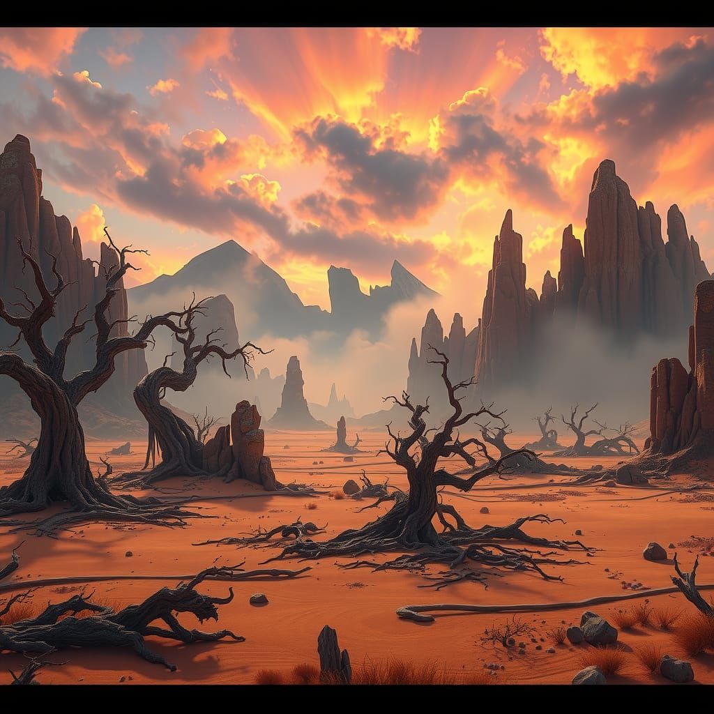 Mystical Barren Landscape in Digital Matte Painting