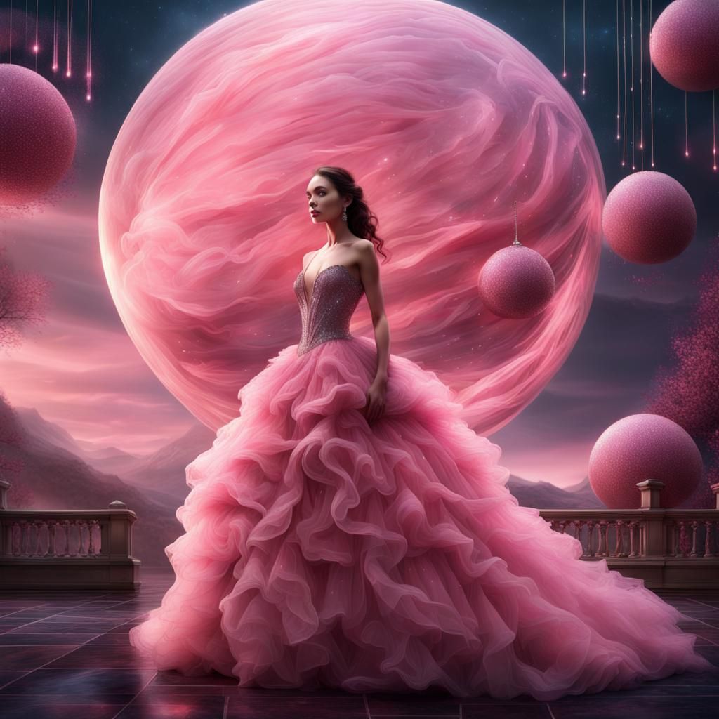 Woman in Pink Gown: Digital Matte Painting