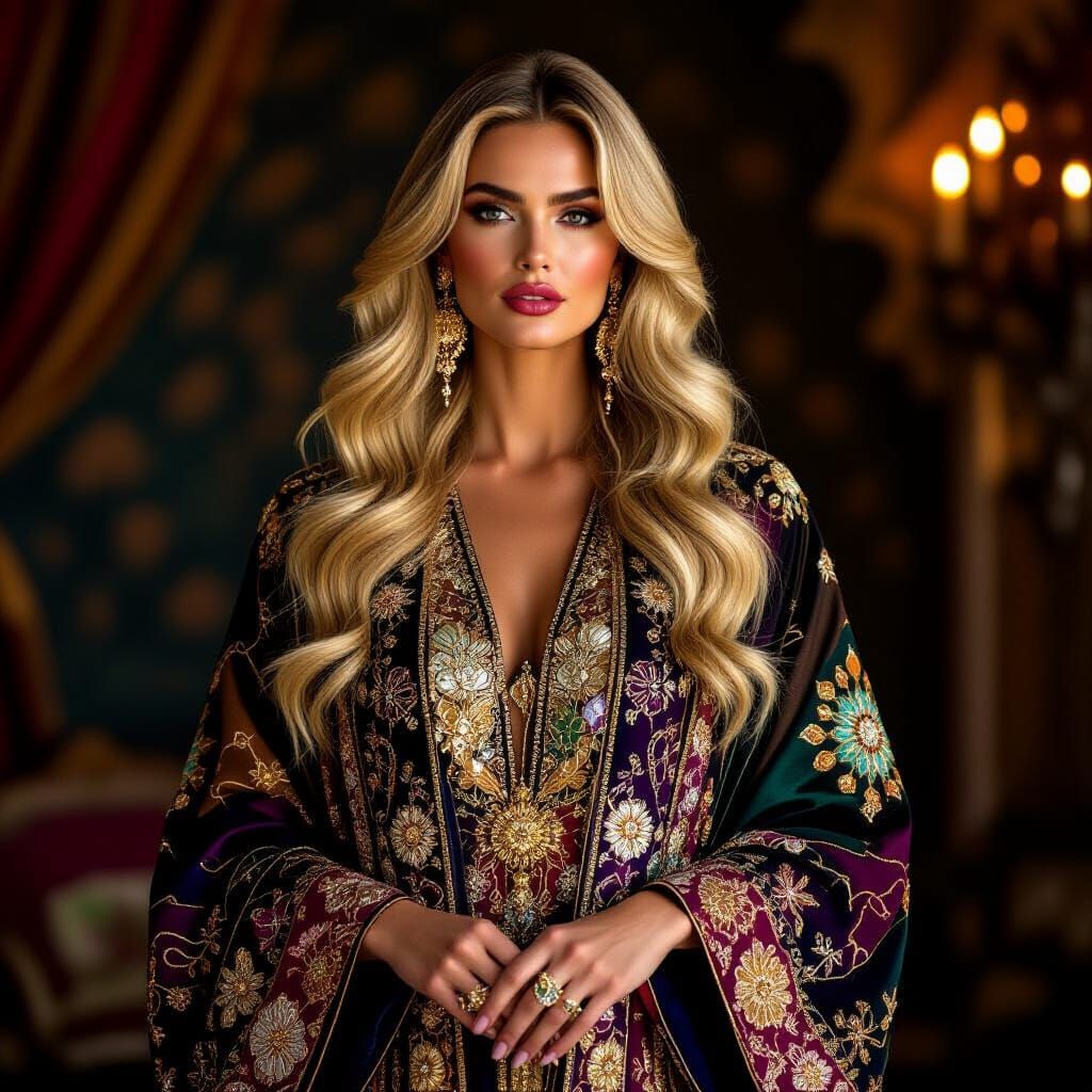 Regal Blonde in Luxurious Modern Abaya