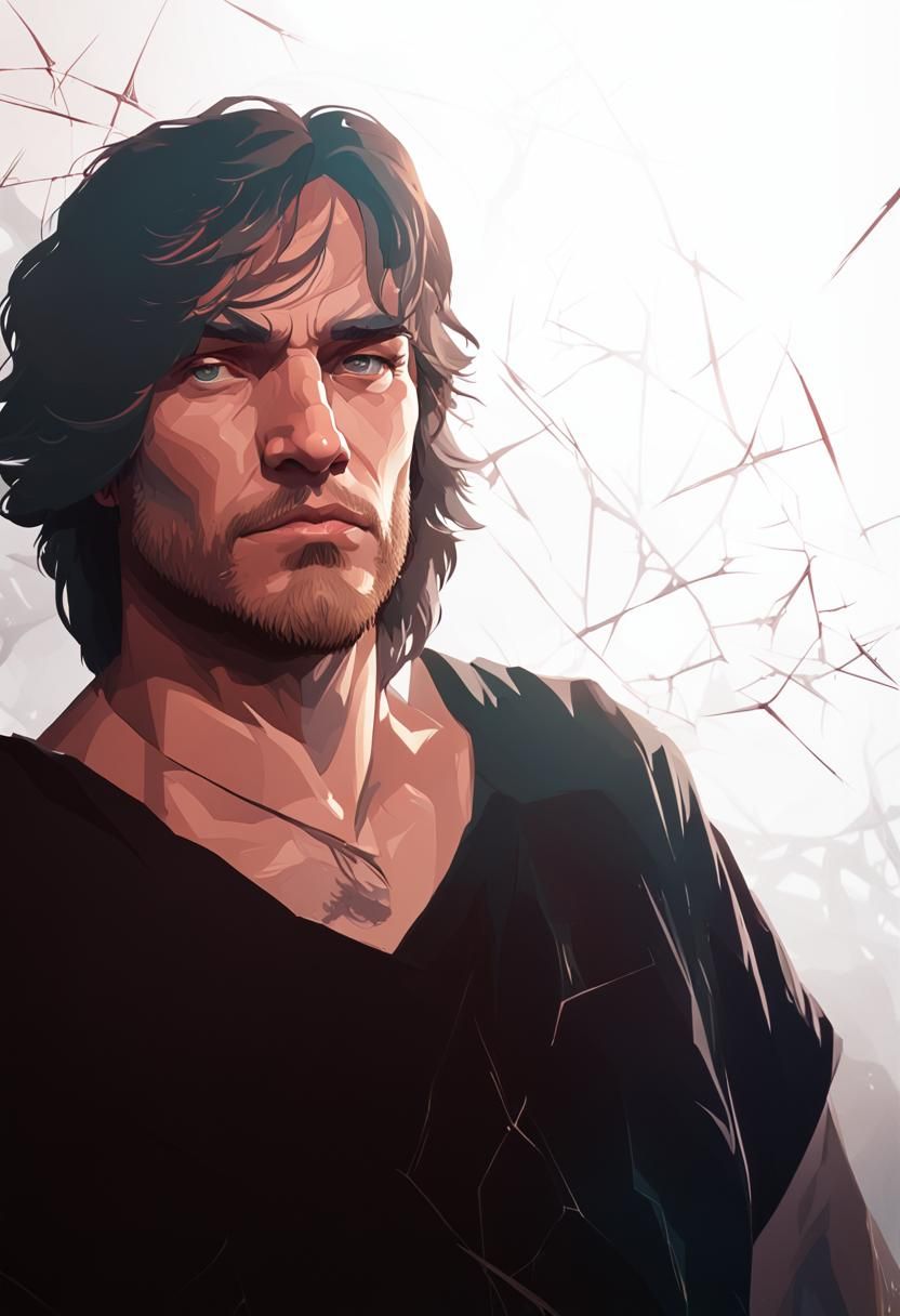 Dramatic Self-Portrait in Art Nouveau Style