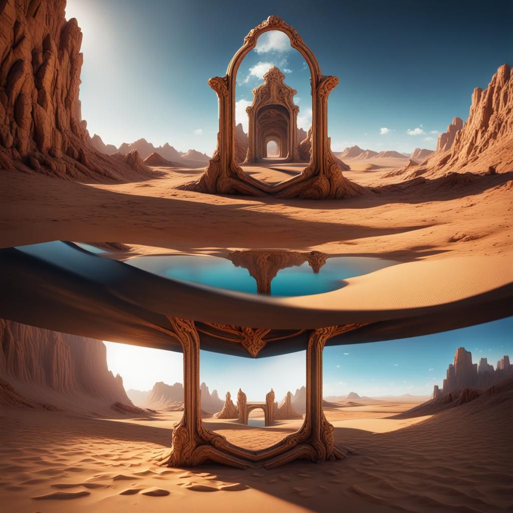 Mirrored Dimensions in a Desert Landscape