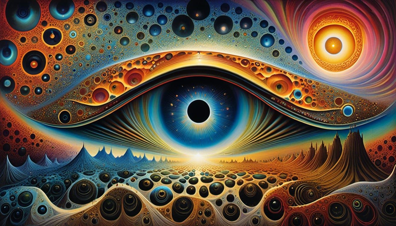 Surreal Cosmic Eye Masterpiece with Alcohol Ink Effect