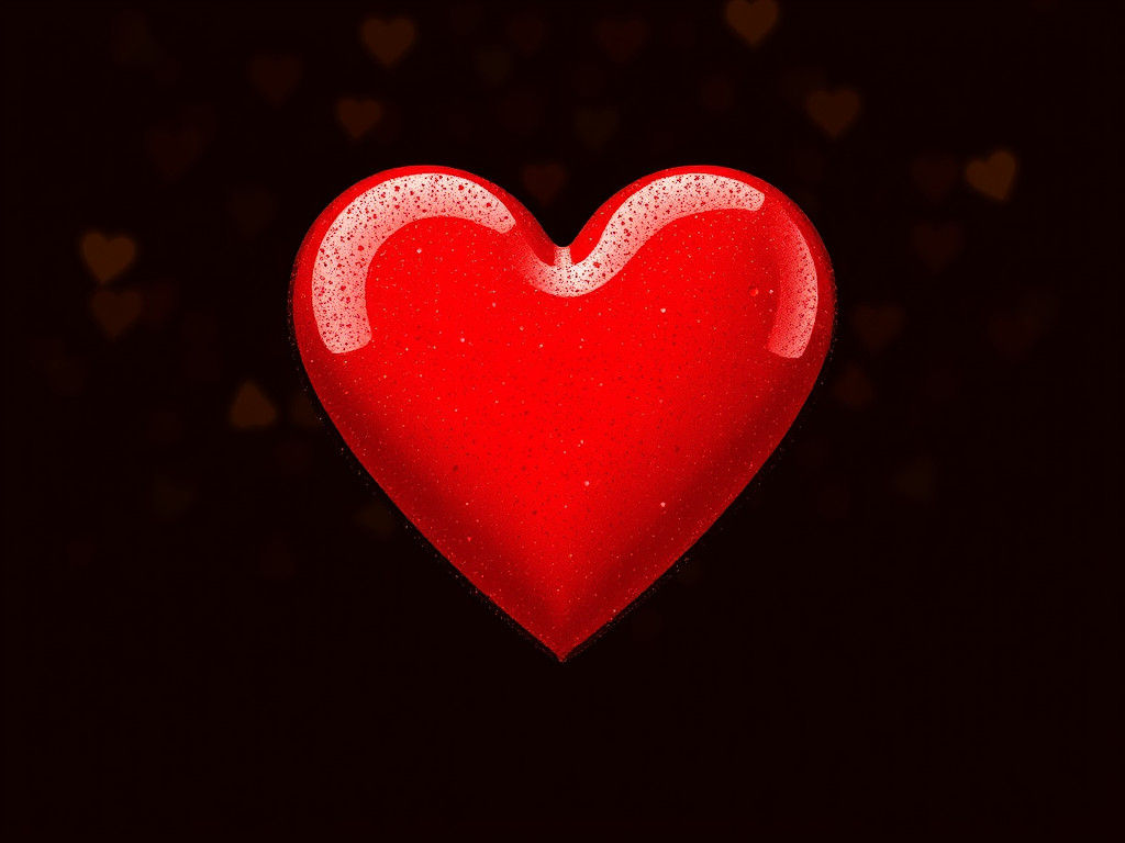 Golden Text on Red Heart Digital Rendering