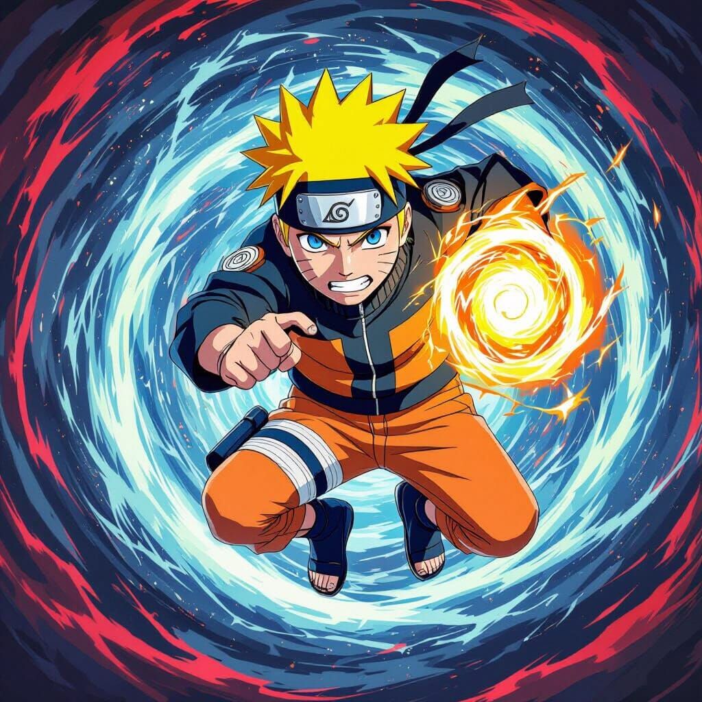 Naruto Uzumaki Unleashes Rasengan in Dynamic Anime Style
