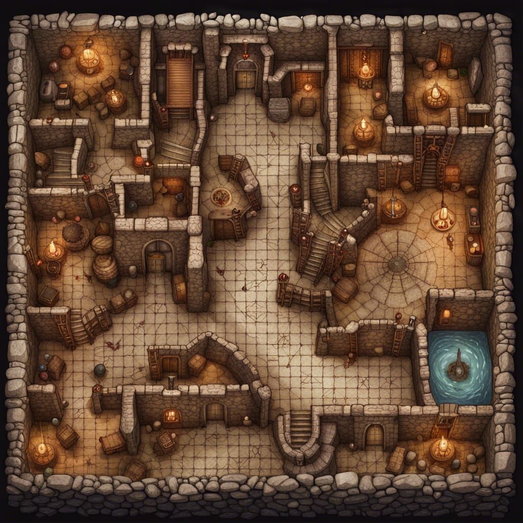 Detailed Dungeon Map for Dungeons and Dragons